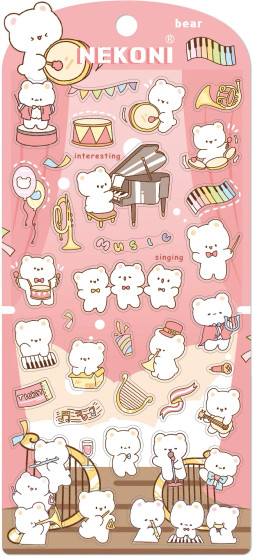 BC Mini Nekoni Stickers Bear Concert