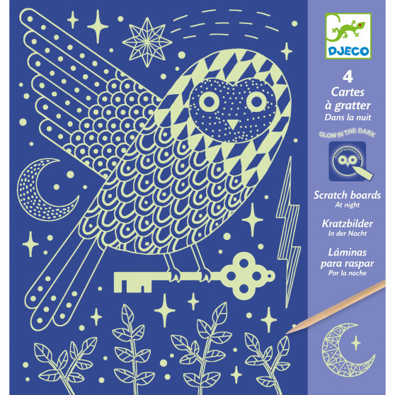 Djeco At Night Glow-in-the-Dark Scratch Card Activity Set