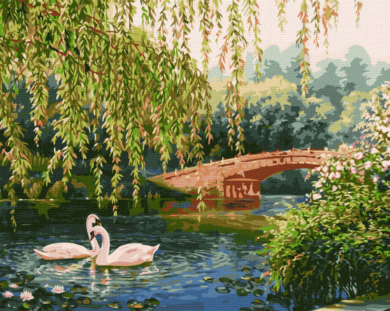 Ideyka Painting by Numbers Kit Swans on the Lake