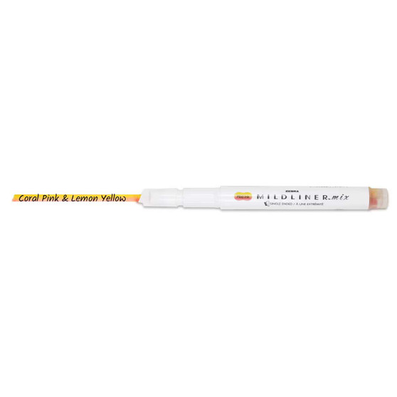 Zebra Mildliner Mix Marker Lemon Yellow-Coral Pink