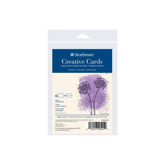 Strathmore Creative Cards Ivory Deckle 3x5" 6 Pack