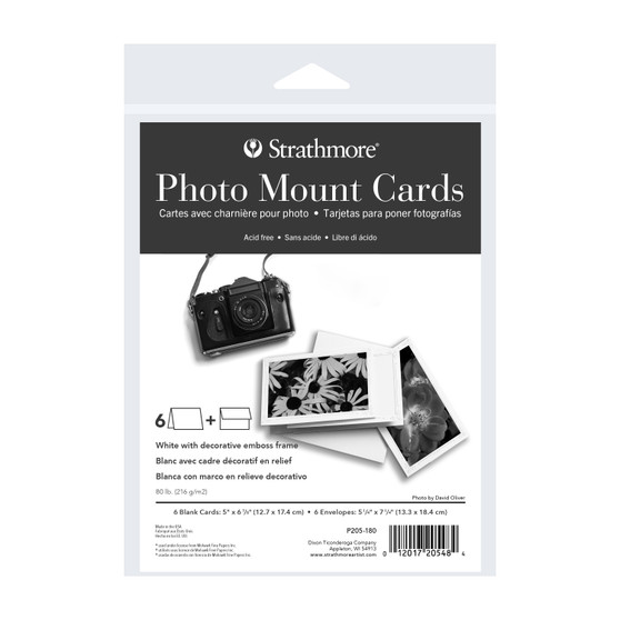 Strathmore Photo Mount Cards 5x7 White Decorative Emboss 6 Pack