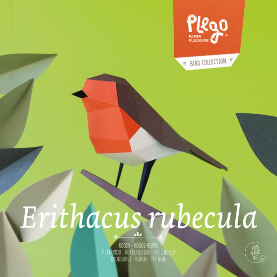 Plego 3D Paper Figure Bird European Robin