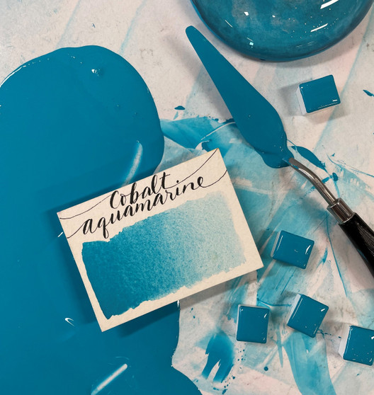 Stoneground Paint Watercolor 1/2 Pan Cobalt Aquamarine Stoneground Paint Watercolor 1/2 Pan Cobalt Aquamarine