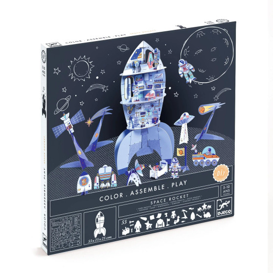 Djeco Space Rocket Color. Assemble. Play. DIY Craft Kit