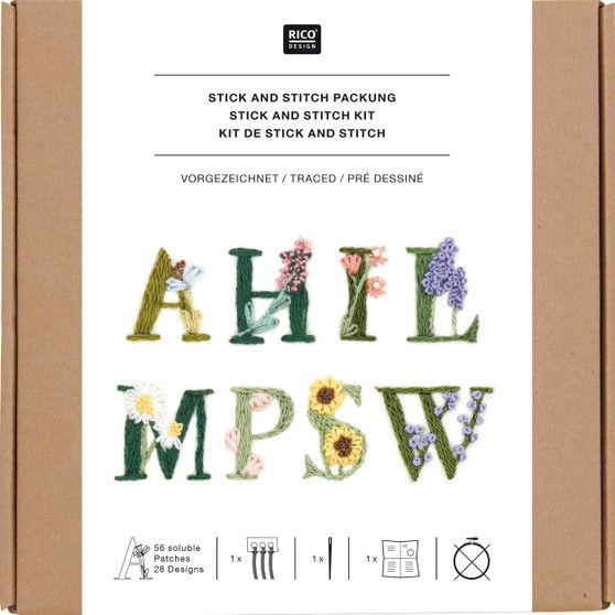 Rico Design Stick & Stitch Embroidery Kit Floral Alphabet