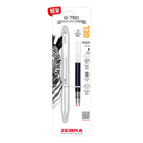 Zebra G-750 Retractable Gel Pen .7mm White Barrel
