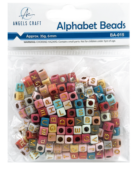 Angels Craft Alphabet Beads Neutral Pastels