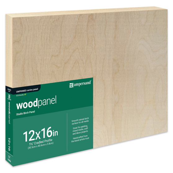 Ampersand Woodpanel 1.5" Cradled 12x16"