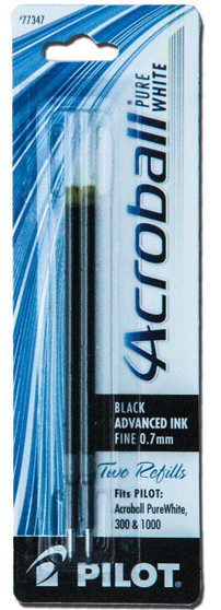 Pilot Acroball Ballpoint Pen Refill Fine 0.7 mm Black Ink 2 Pack