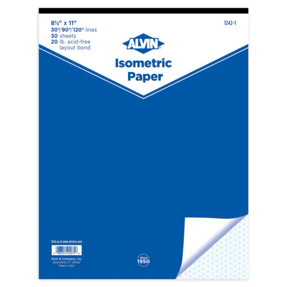 Alvin Isometric Grid Graph Paper Pad 8x11" 30 Sheets