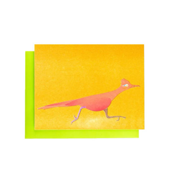 Next Chapter Studio Risograph Greeting Card Neon Roadrunner