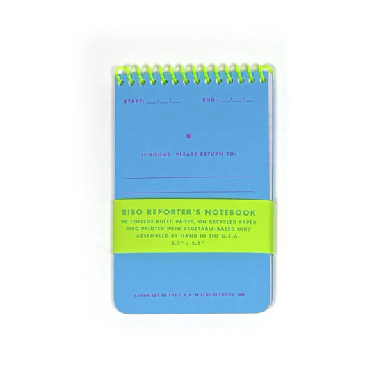 Next Chapter Studio Risograph Reporter's Notebook 3.5x5.5" Aqua