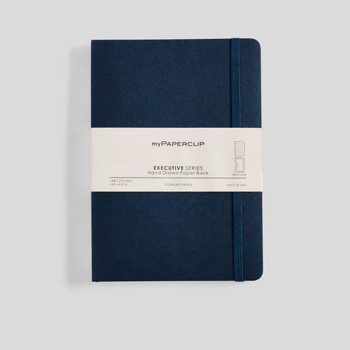 MyPaperclip Executive Series Notebook Soft Cover A5 6x8" Ruled Blue