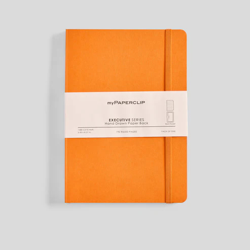 MyPaperclip Executive Series Notebook Soft Cover A5 6x8" Ruled Orange