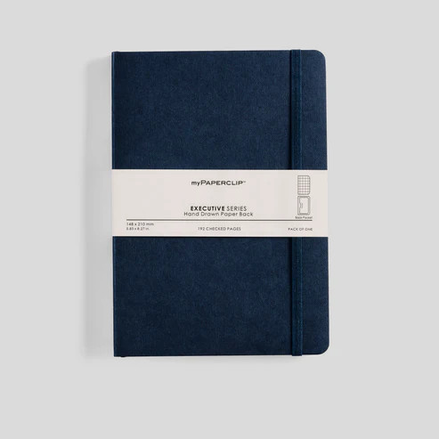 MyPaperclip Executive Series Notebook Soft Cover A5 6x8" Grid Blue