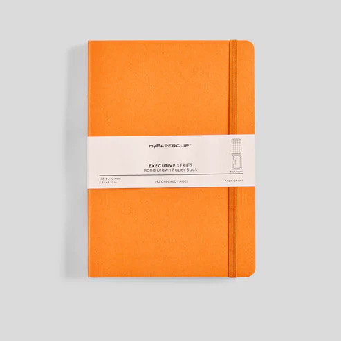 MyPaperclip Executive Series Notebook Soft Cover A5 6x8" Grid Orange