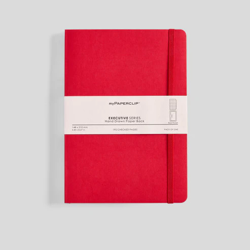 MyPaperclip Executive Series Notebook Soft Cover A5 6x8" Grid Red