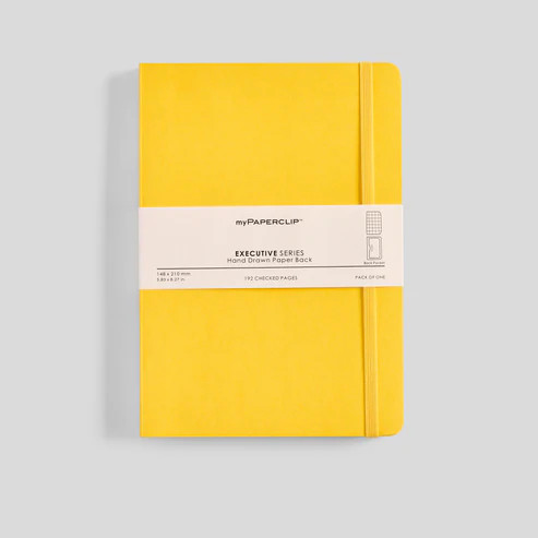 MyPaperclip Executive Series Notebook Soft Cover A5 6x8" Grid Yellow