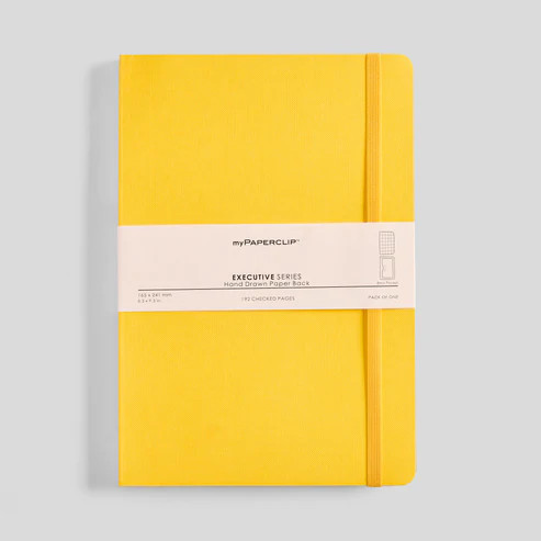 MyPaperclip Executive Series Notebook Soft Cover Large 6.5x9.5" Grid Yellow
