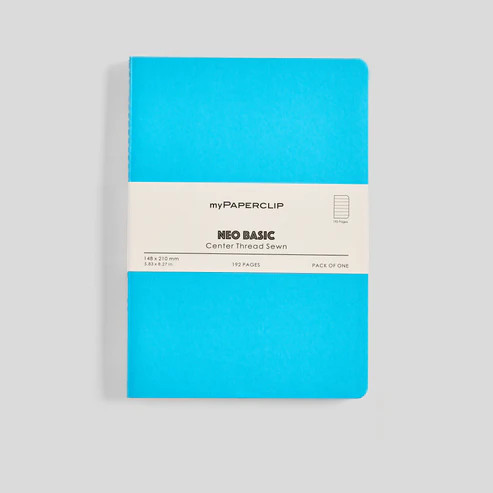 MyPaperclip Neo Basic Sewn Notebook 6x8 A5 Ruled Sky Blue