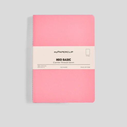 MyPaperclip Neo Basic Sewn Notebook 6x8 A5 Plain Pink