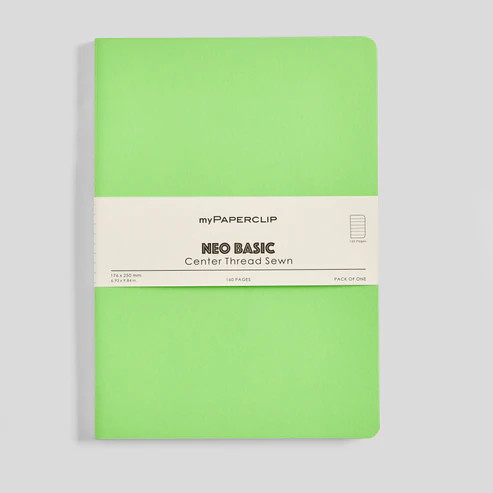 MyPaperclip Neo Basic Sewn Notebook 7x10 B5 Ruled Green