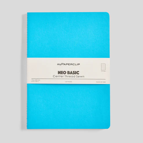 MyPaperclip Neo Basic Sewn Notebook 7x10 B5 Ruled Sky Blue