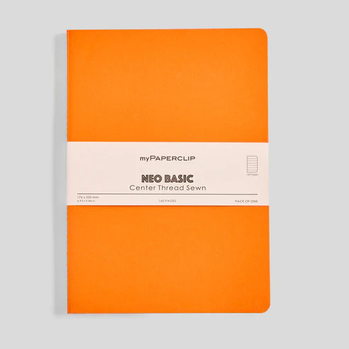 MyPaperclip Neo Basic Sewn Notebook 7x10 B5 Ruled Orange