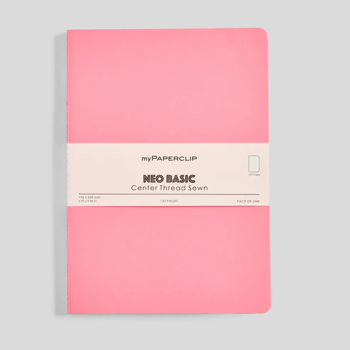 MyPaperclip Neo Basic Sewn Notebook 7x10 B5 Plain Pink