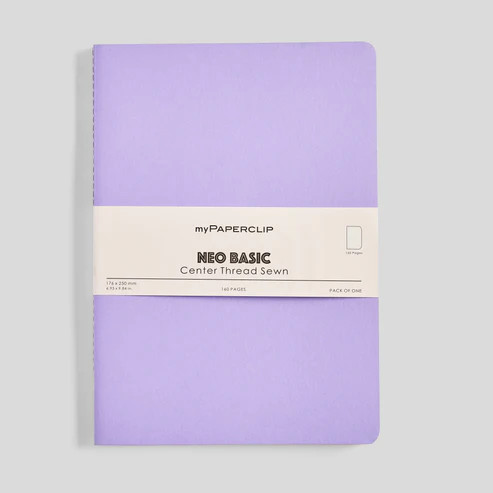 MyPaperclip Neo Basic Sewn Notebook 7x10 B5 Plain Purple