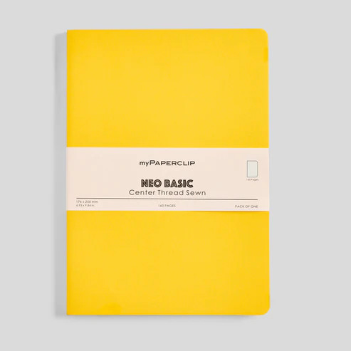 MyPaperclip Neo Basic Sewn Notebook 7x10 B5 Plain Yellow