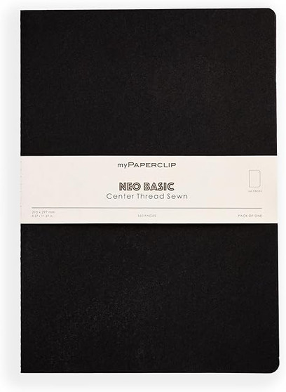 MyPaperclip Neo Basic Sewn Notebook A4 8x11 Plain Black