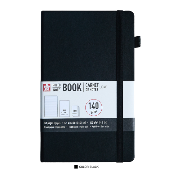 Sakura Notebook Ruled 5x8" Black