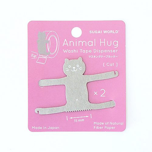 Spoon Animal Hug Washi Tape Cutter Gray Cat