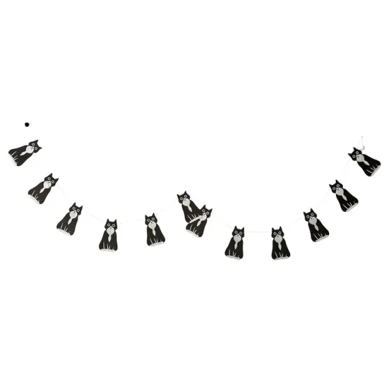 Giftsland Paper Garland Cat Black/White
