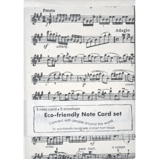 Giftsland Stationery A2 Handmade Note Cards Set of 5 Musical Black/Cream