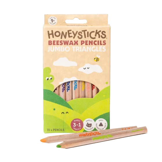 Honeysticks Magic 3-in-1 Beeswax Pencils Jumbo Triangles 10pk