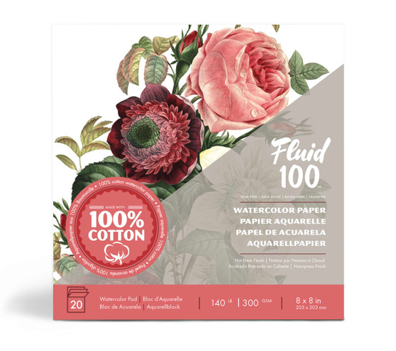 Fluid 100 Fold-over Pad 140lb 8x8" Hot Press