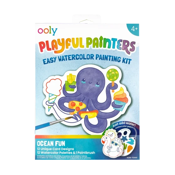 OOLY Playful Painters Easy Watercolor Painting Kit Ocean Fun