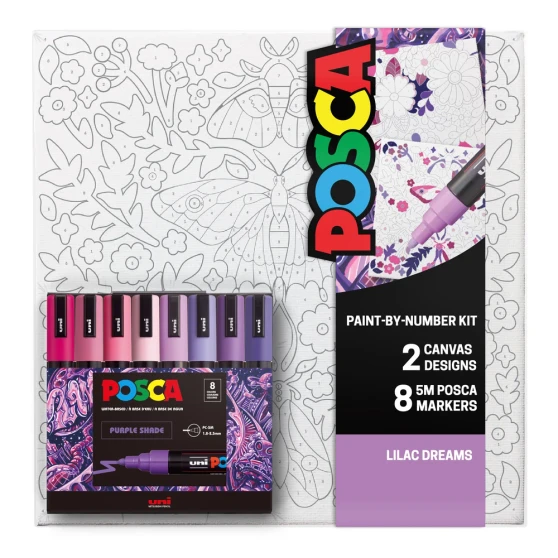 POSCA Paint-By-Number Canvas Kit Lilac Dreams
