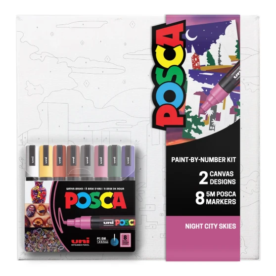 POSCA Paint-By-Number Canvas Kit Night City Sky