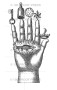 100 Proof Press Rubber Stamp Fish in Hand, Charms on Fingertips