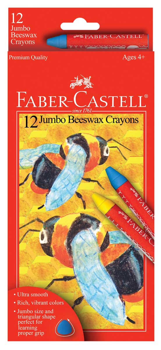 Faber-Castell Red Label Jumbo Beeswax Crayons Set of 12 - Wet Paint  Artists' Materials and Framing