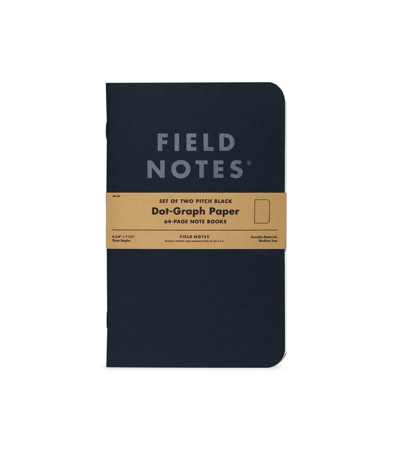 Field Notes Pitch Black Dot-Graph 2 Pack of 4.75x7.5 Notebooks