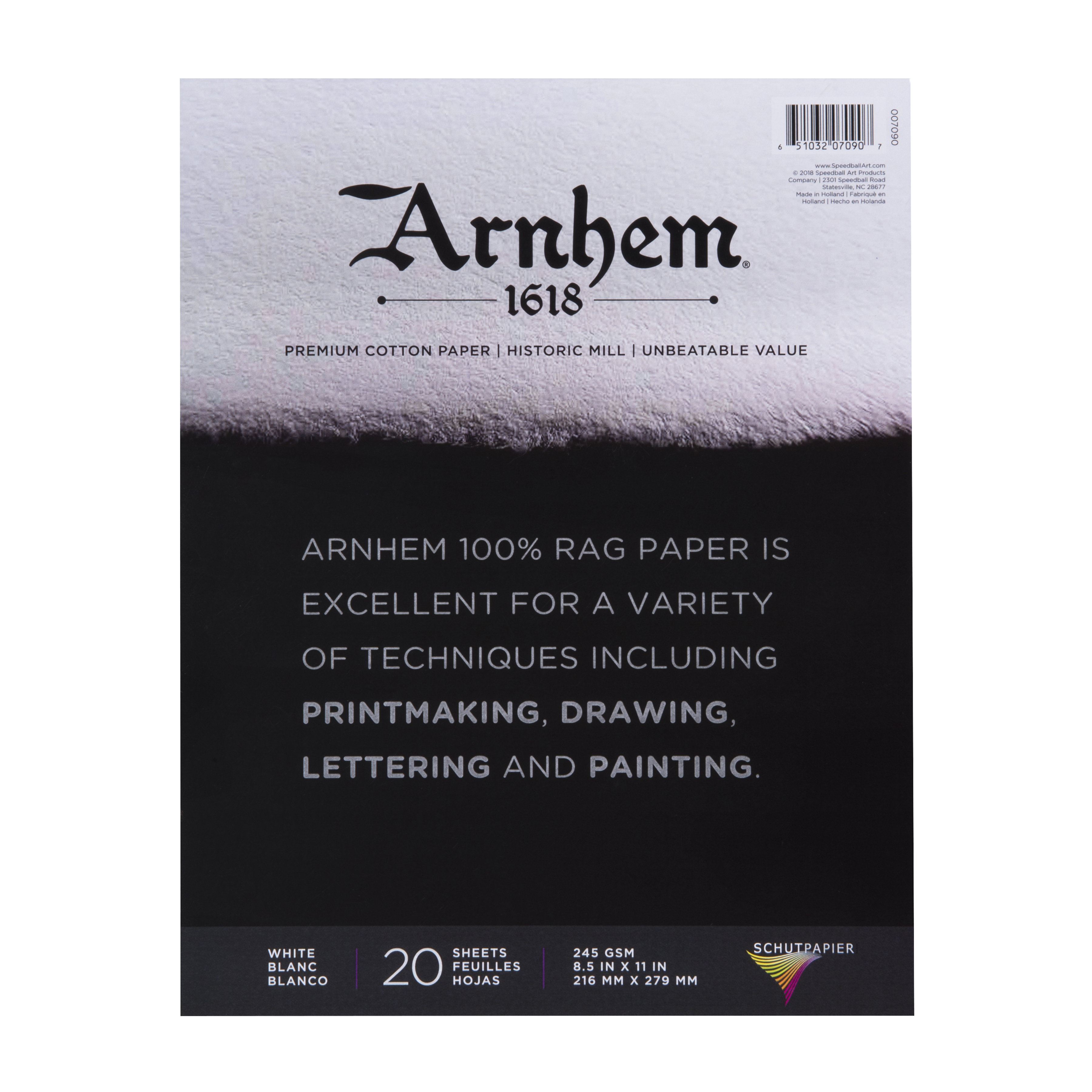 Speedball's Arnhem 1618 Printmaking Paper 22x30 245gr Warm White