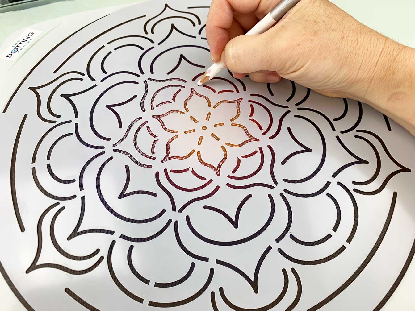 The Dotting Center 12 Mandala Stencil Flower - Wet Paint Artists'  Materials and Framing