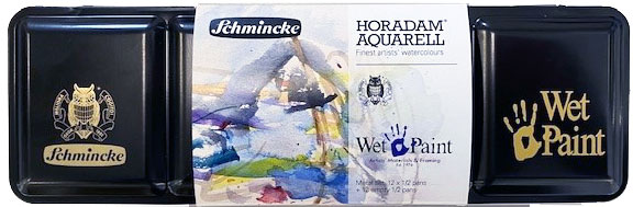 Exclusive Schmincke Horadam Wet Paint 1/2 Pan Watercolor Wintertide Set  of 12 - Wet Paint Artists' Materials and Framing