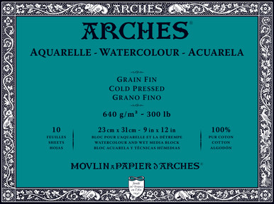 Arches Aquarelle Watercolor Block 300 lb. Cold Press 9 in. x 12 in.