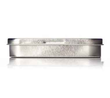 Silver Steel Rectangular Tin 3.75x2.75x.75